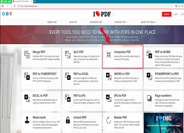 Click chọn Compress PDF để nén dung lượng file 