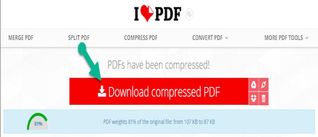 Click vào Download compressed PDF để tải dữ liệu vừa nén về máy 
