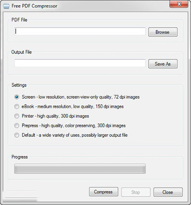 Giao diện chính của phần mềm Free PDF Compressor