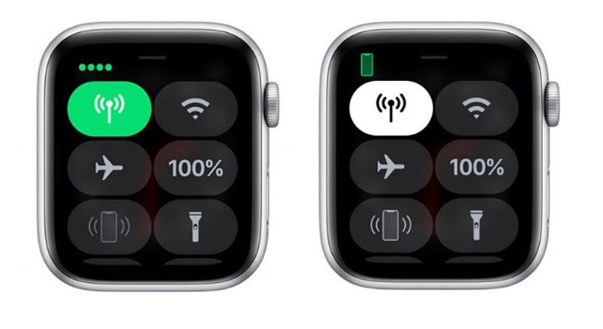 Trên Apple Watch, biểu tượng di động thay đổi màu sắc