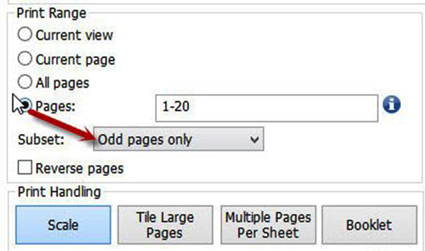 Tiến hành chọn in trang lẻ cho định dạng PDF