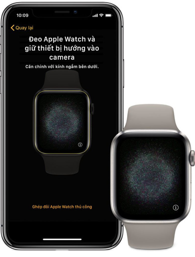 Đặt Apple Watch hướng vào camera iPhone để 2 thiết bị ghép đôi 
