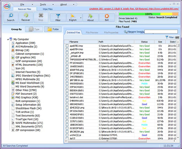 Phần mềm khôi phục dữ liệu Undelete 360