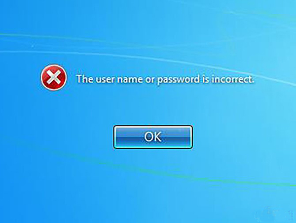 Màn hình đăng nhập khi nhập sai mật khẩu