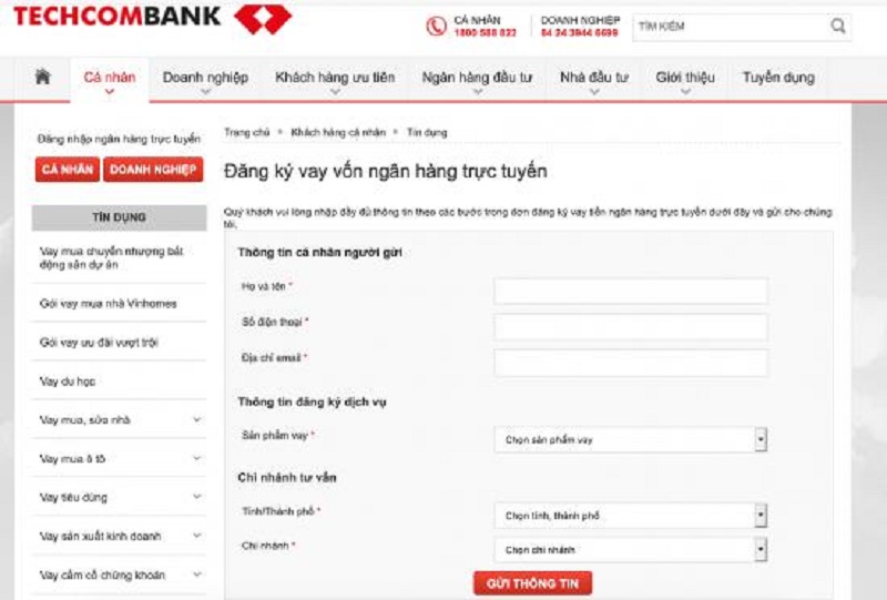 Hướng dẫn vay tiền online Techcombank